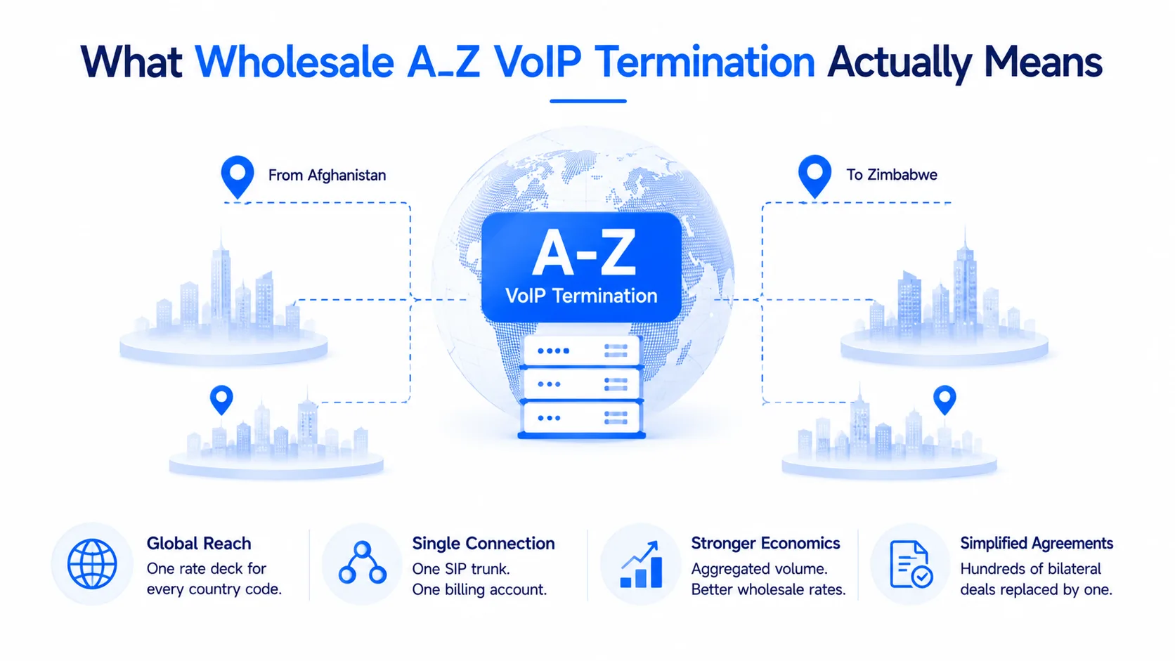 Wholesale A-Z VoIP Termination: Global Coverage on a Single SIP Endpoint — figure 1